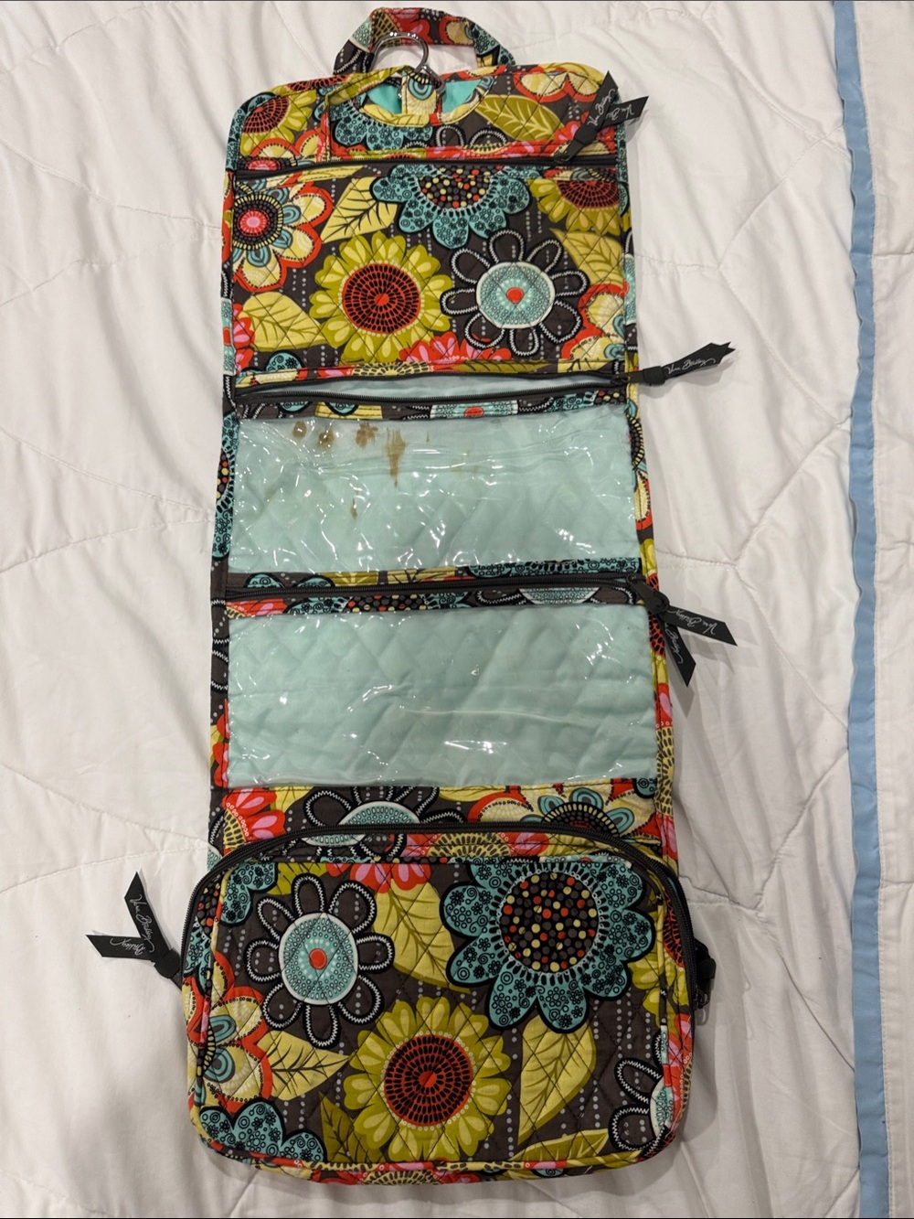 Vera Bradley Floral Quilted Hanging Organizer in Turquoise, Yellow, Red, Black